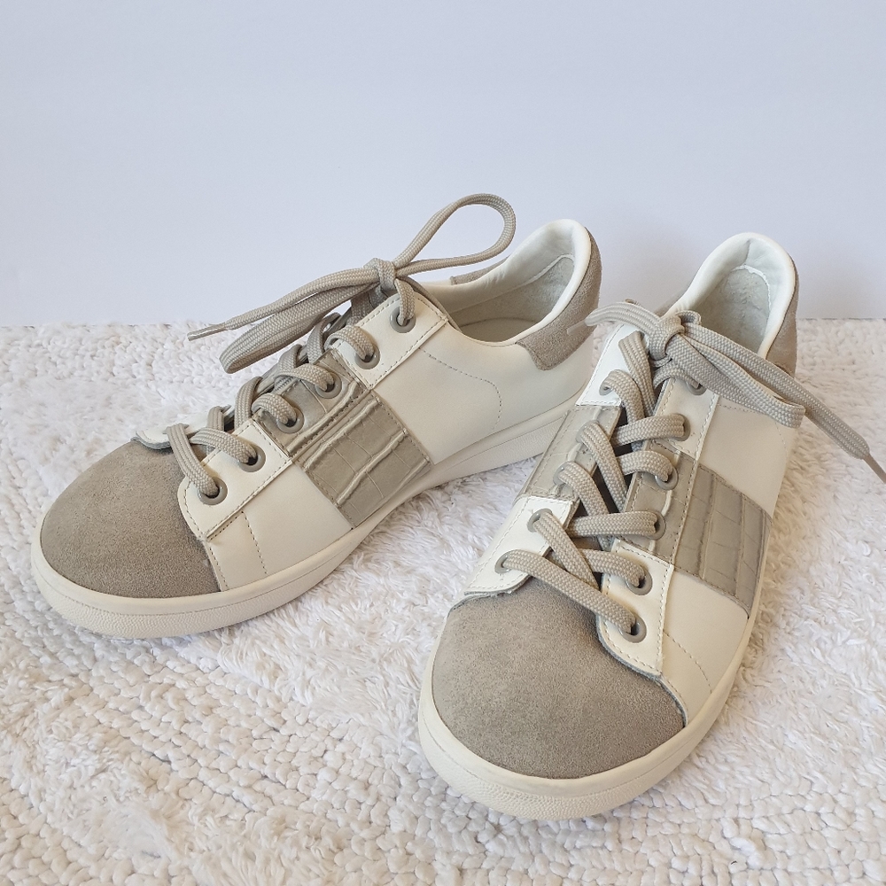 Sam Edelman white gray sneaker flat comfort preowned Excellent US 7.5